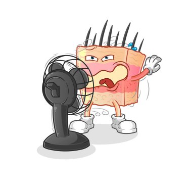 skin structure in front of the fan character. cartoon mascot vector