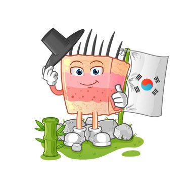 skin structure korean character. cartoon mascot vector