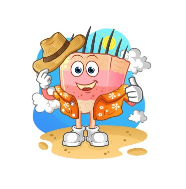 skin structure go on vacation. cartoon mascot vector