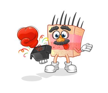 skin structure prank glove in the box. cartoon mascot