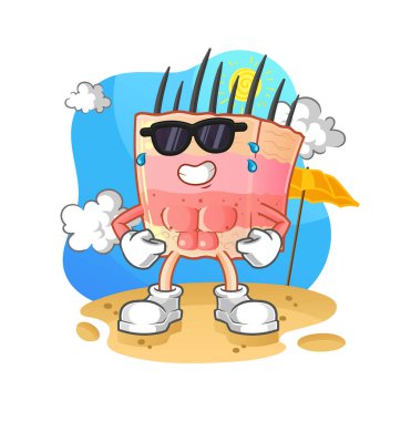 skin structure sunbathing in summer. character vector