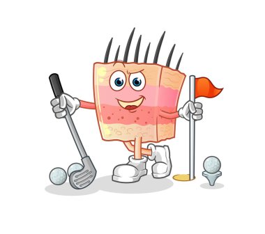 skin structure playing golf vector. cartoon character