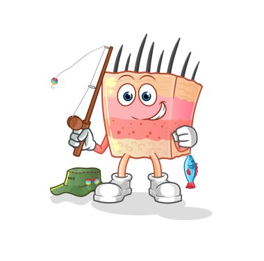 skin structure fisherman illustration. character vector