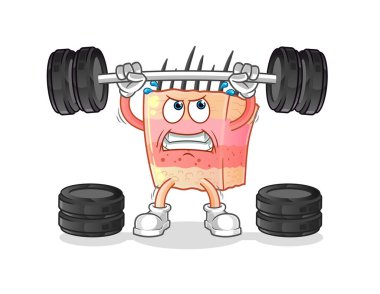 skin structure lifting the barbell character. cartoon mascot vector