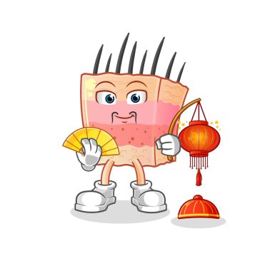 skin structure Chinese with lanterns illustration. character vector
