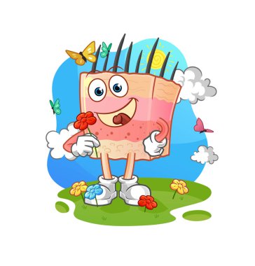 skin structure pick flowers in spring. character vector