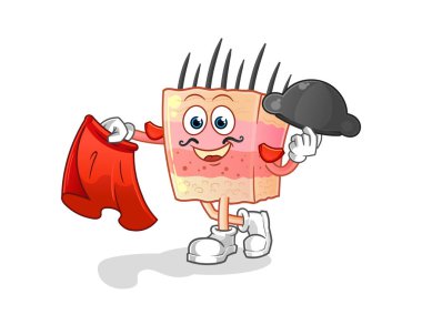 skin structure matador with red cloth illustration. character vector