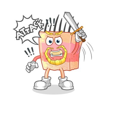 skin structure knights attack with sword. cartoon mascot vector