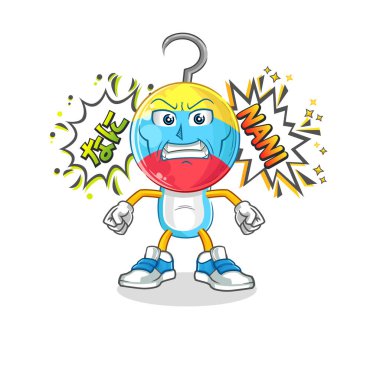 fishing bait head cartoon anime angry vector. cartoon character