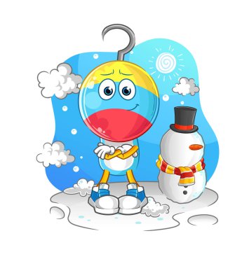 fishing bait head cartoon in cold winter character. cartoon vector