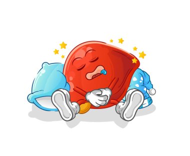 liver sleeping character. cartoon mascot vector