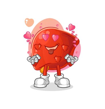 liver fallin love vector. cartoon character