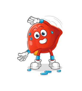 liver stretching character. cartoon mascot vector