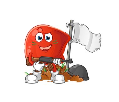 liver army character. cartoon mascot vector