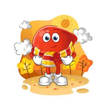 liver in the autumn. cartoon mascot vector
