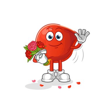 liver with bouquet mascot. cartoon vector