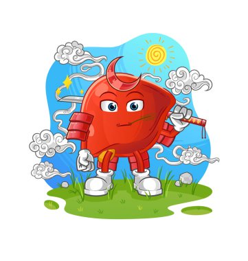 liver samurai cartoon. cartoon mascot vector