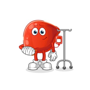 liver sick in IV illustration. character vector