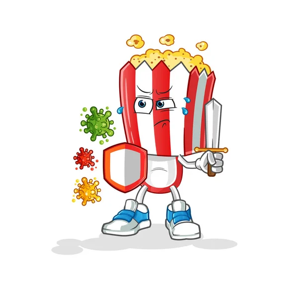 Popcorn Head Cartoon Viruses Cartoon Mascot Vector — Stockový vektor