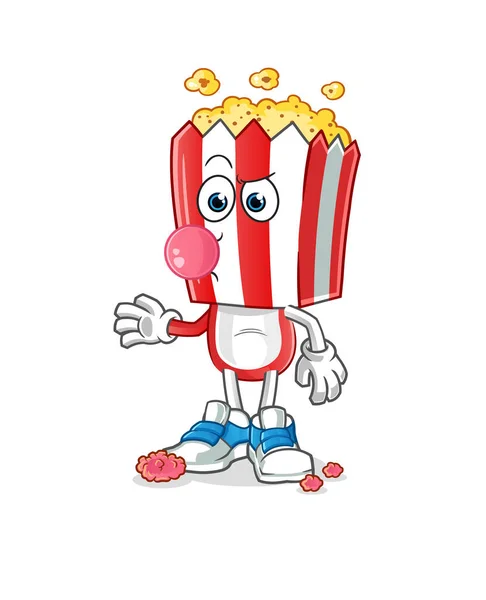 Popcorn Head Cartoon Chewing Gum Vector Cartoon Character — Stockvektor