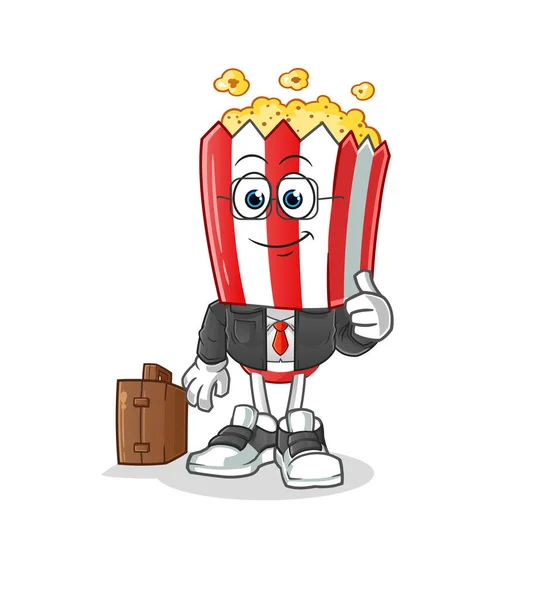 Popcorn Head Cartoon Office Worker Mascot Cartoon Vector — Vettoriale Stock