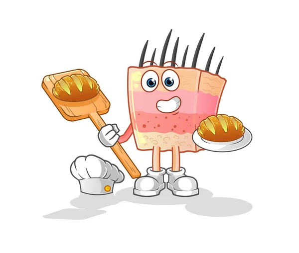 Skin Structure Baker Bread Cartoon Mascot Vector — Stockvektor