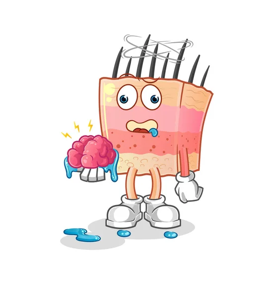 Skin Structure Brain Vector Cartoon Character — Stockvektor