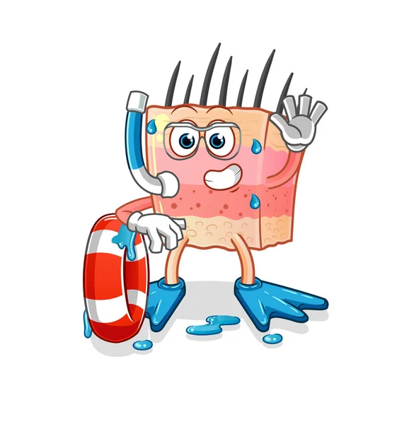 Skin Structure Swimmer Buoy Mascot Cartoon Vector — Stock Vector