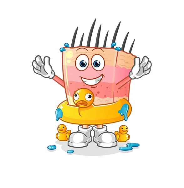 Skin Structure Duck Buoy Cartoon Cartoon Mascot Vector — Stock Vector