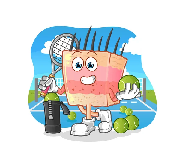 Skin Structure Plays Tennis Illustration Character Vector — Wektor stockowy