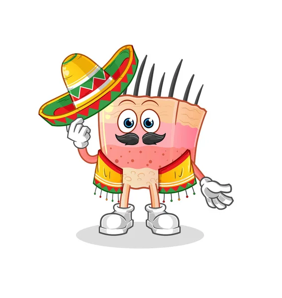 Structura Pielii Cultura Mexicană Steag Desene Animate Mascota Vector — Vector de stoc