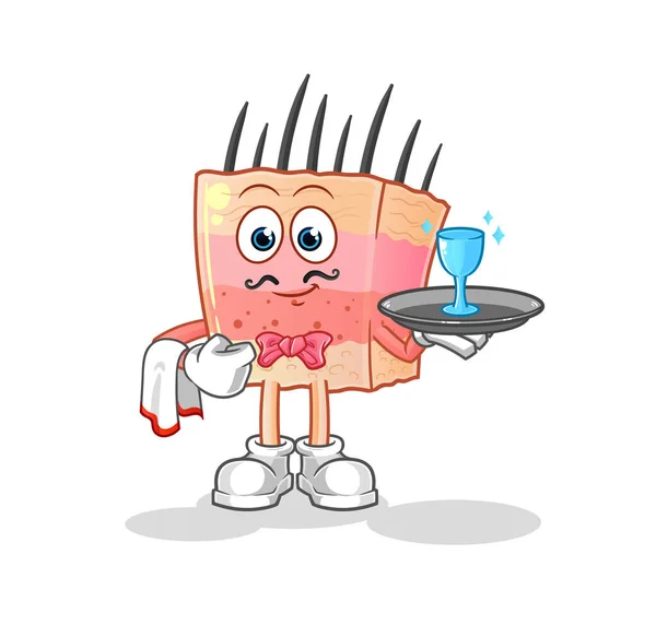Skin Structure Waiter Cartoon Cartoon Mascot Vector — Stock Vector