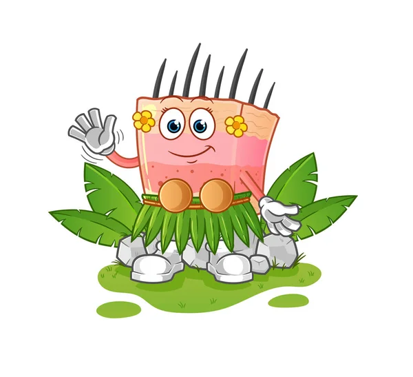 Skin Structure Hawaiian Waving Character Cartoon Mascot Vector — Stock Vector