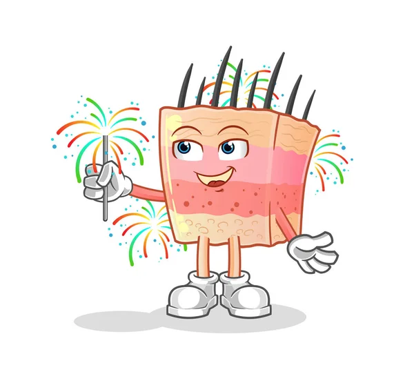 Skin Structure Fireworks Mascot Cartoon Vector — Stock Vector