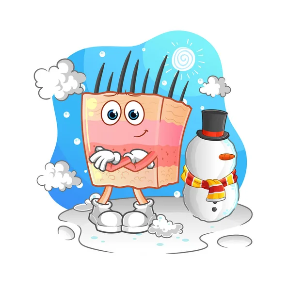 Skin Structure Cold Winter Character Cartoon Mascot Vector — Stock Vector