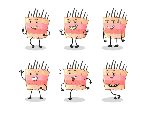 Skin Structure Happy Set Character Cartoon Mascot Vector — Stock Vector