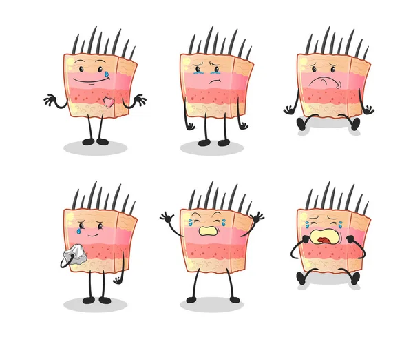 Skin Structure Sad Group Character Cartoon Mascot Vector — Stock Vector