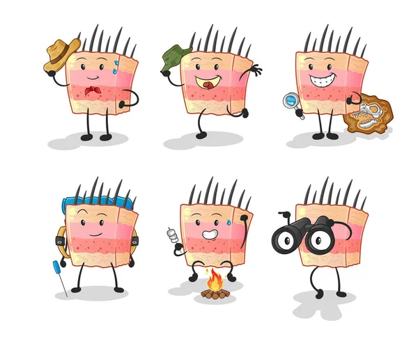Skin Structure Adventure Group Character Cartoon Mascot Vector — Stock Vector