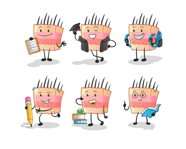 Skin Structure Education Set Character Cartoon Mascot Vector — Stock Vector