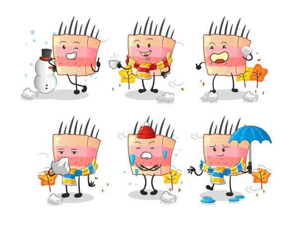 Skin Structure Cold Weather Character Mascot Vector — Stock Vector