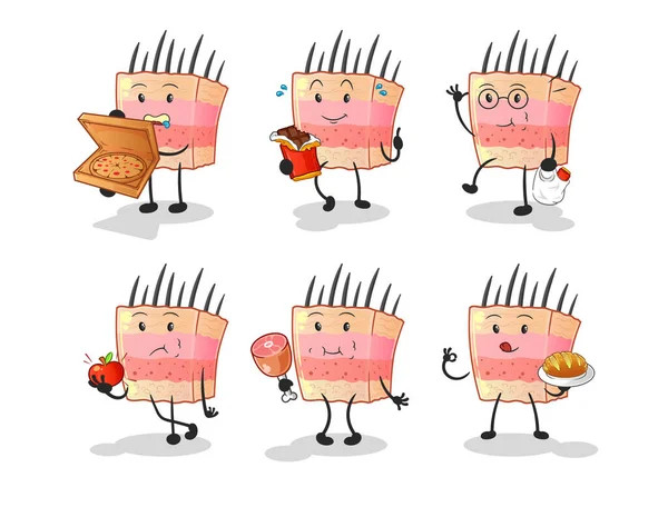 Skin Structure Food Set Character Cartoon Mascot Vector — Stock Vector