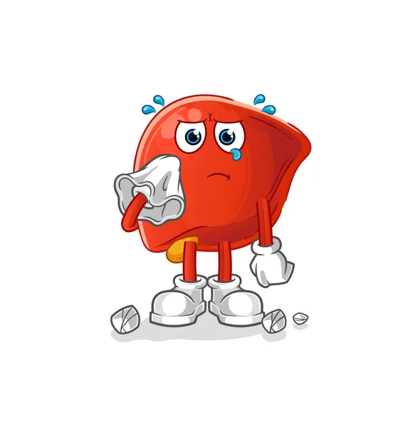 Liver Cry Tissue Cartoon Mascot Vector — Stok Vektör