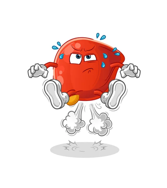 Liver Fart Jumping Illustration Character Vector — ストックベクタ