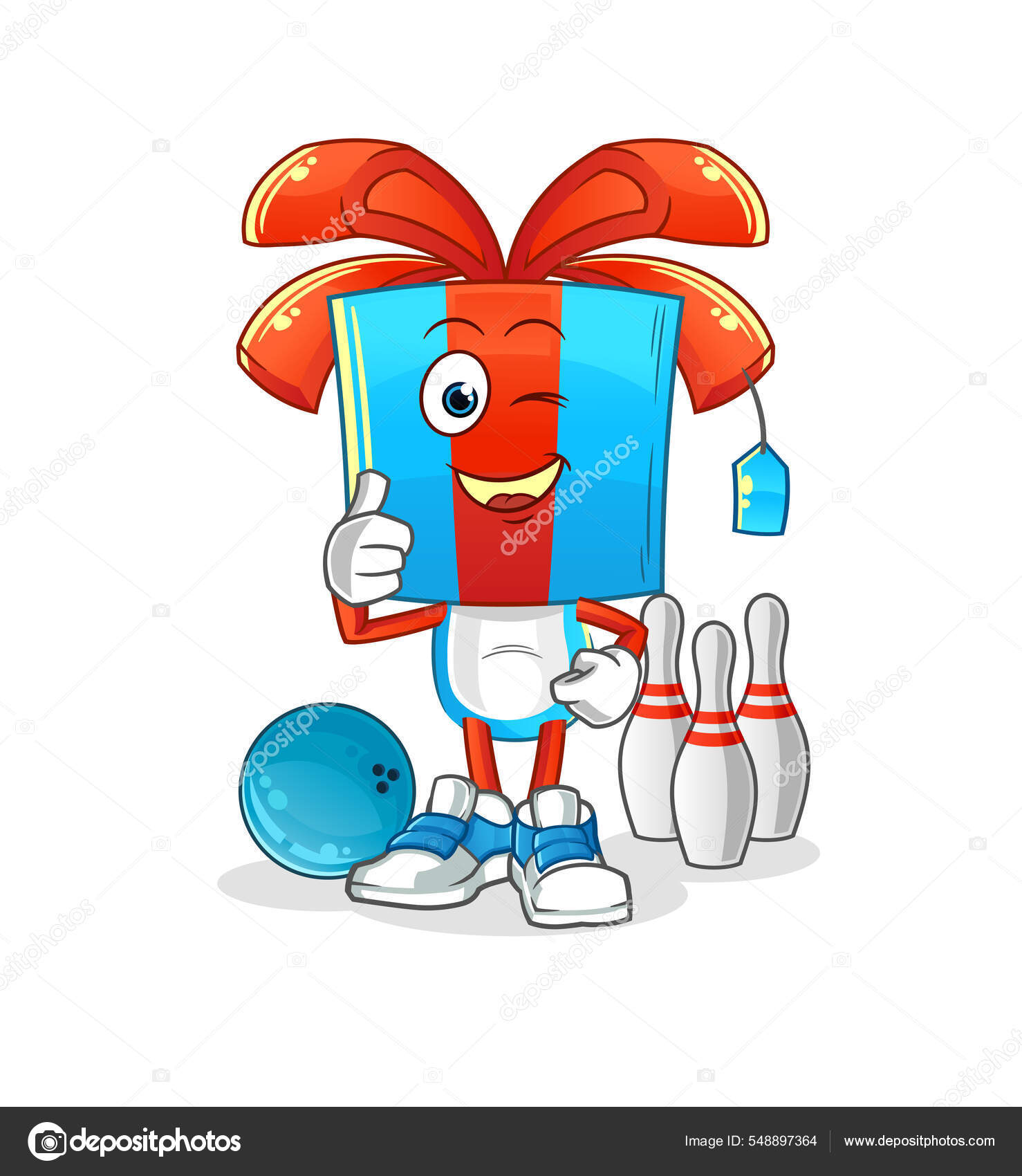 Gift Head Cartoon Play Bowling Illustration Character Vector Stock Vector by ©hariyusuf.rap.gmail 548897364