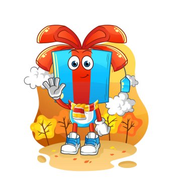 gift head cartoon in the autumn. cartoon mascot vector
