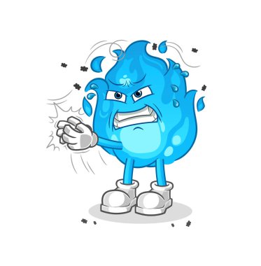 blue fire swat fly character. cartoon mascot vector