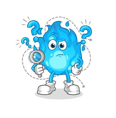 blue fire searching illustration. character vector