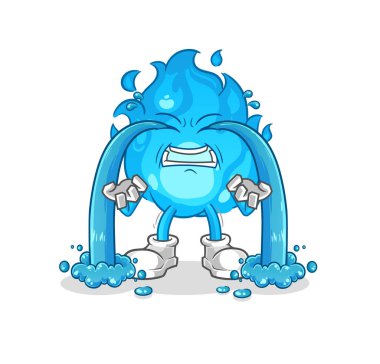 blue fire crying illustration. character vector