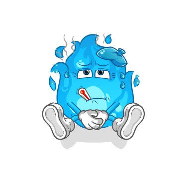 blue fire sick vector. cartoon character