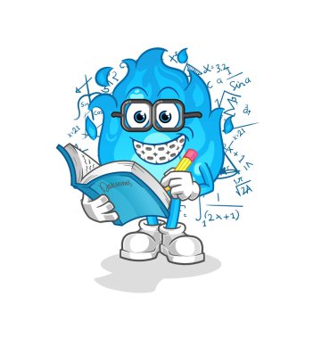 blue fire geek cartoon. cartoon mascot vector